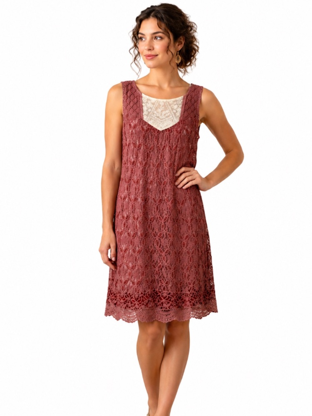 Retro Victorian Dress Juniors Womens Sz L Lace A-Line Sleeveless Cottage Rewind